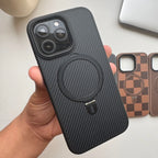 Premium Carbon MagSafe Case with Kickstand Ring