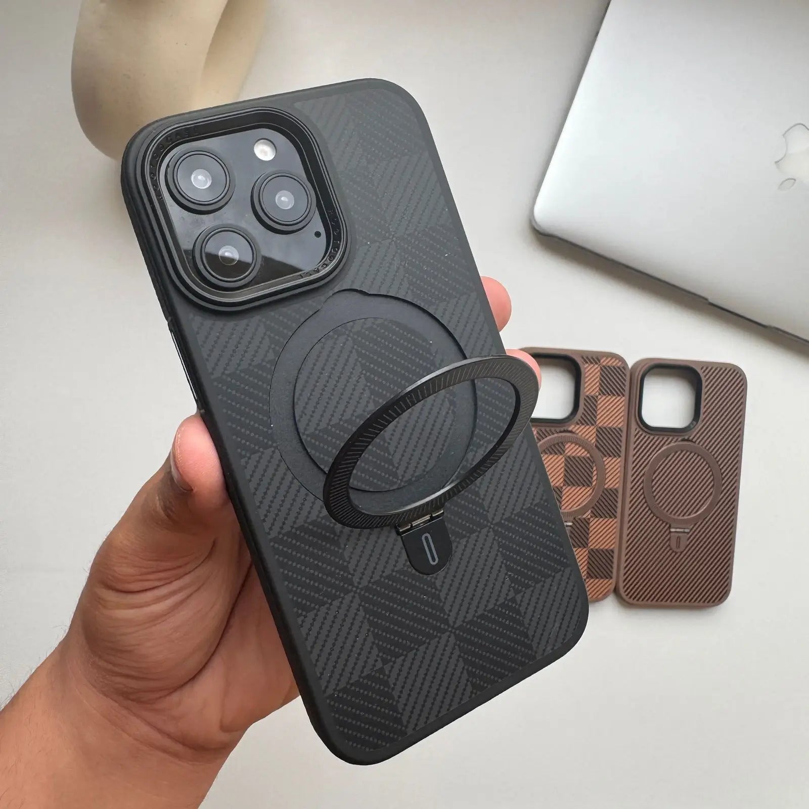Premium Carbon MagSafe Case with Kickstand Ring
